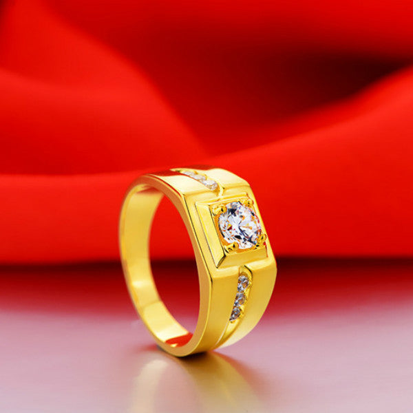 Gentleman Temperament Vergoldeter Ring aus 24 Karat Gelbgold für Männer