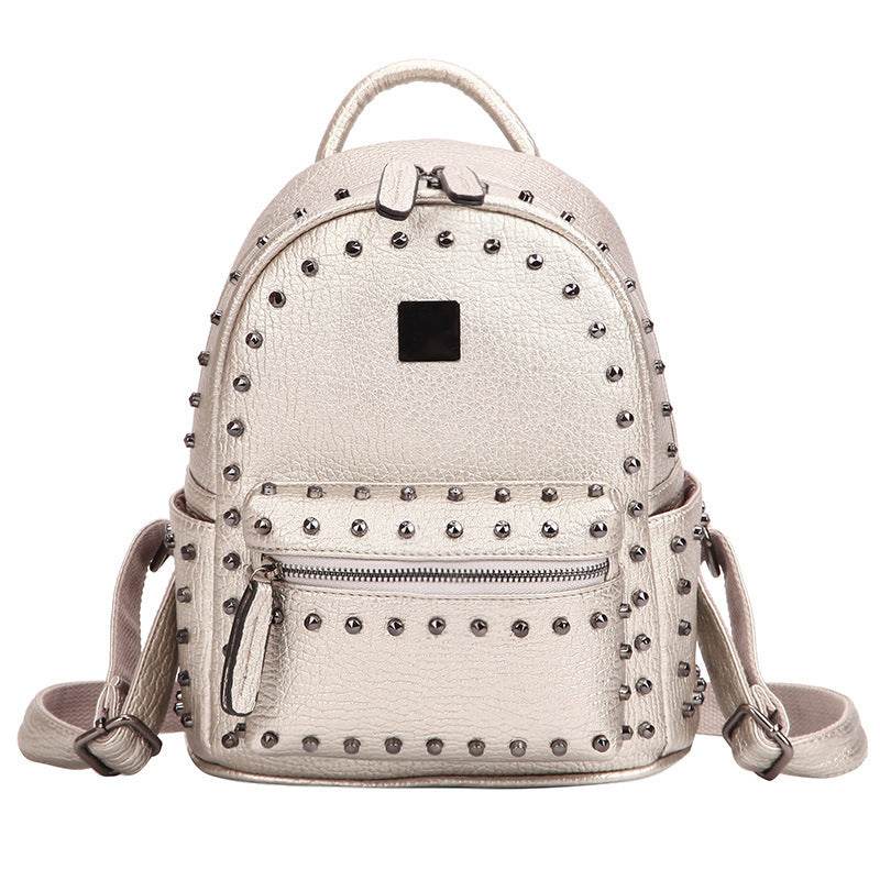 Rivet Small Backpack Women All-Match Backpack School Bag Female Backpack - Mubimart