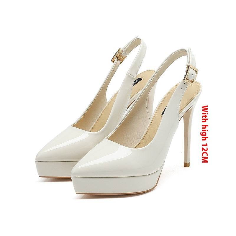Pointed-toe Stiletto Shoes Sexy Super High Heel Toe Cap Slingback Sandals - Mubimart