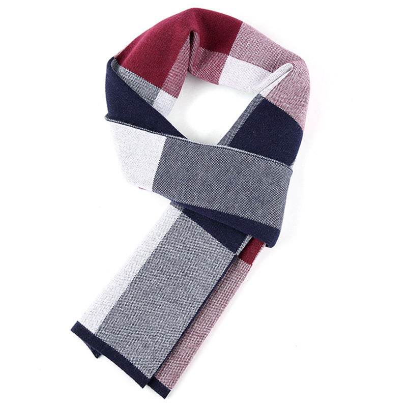 Plaid men scarf knitted scarf - Mubimart