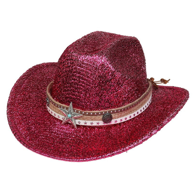 Festival Party Versammlung Silber Western Denim Fedora Hut Filz