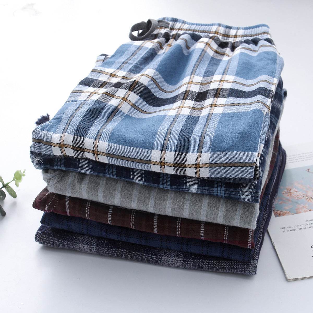 Men's Pajama Set Heavy Brushed Loose Size - Mubimart