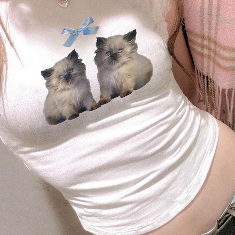 Fashionable All-match Cat T-shirt For Women - Mubimart