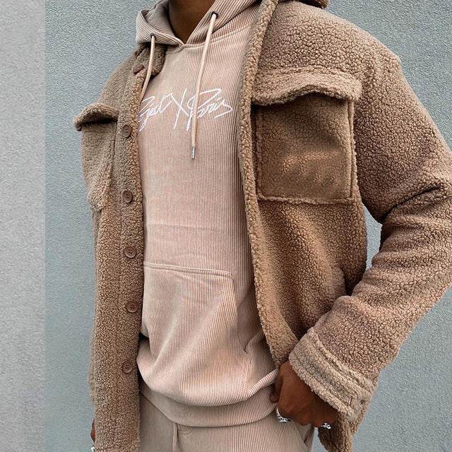 New Arrivals Jackets Men Winter Fashion Solid Fleece Coats - Mubimart