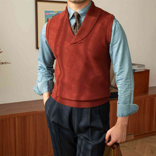 Casual Retro Warm Sweater Vest - Mubimart