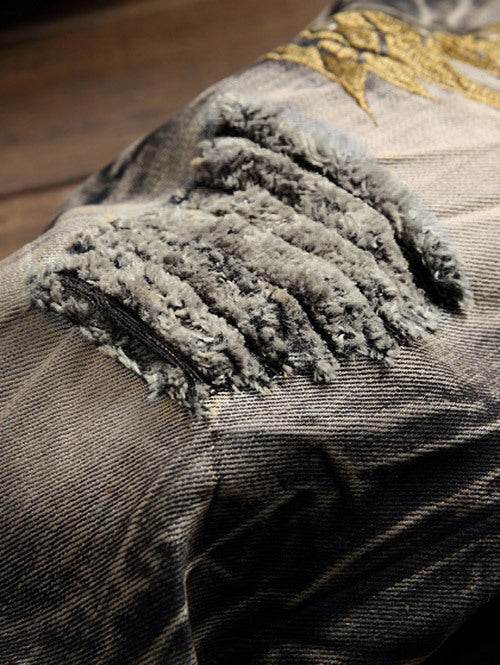Embroidered jeans - Mubimart