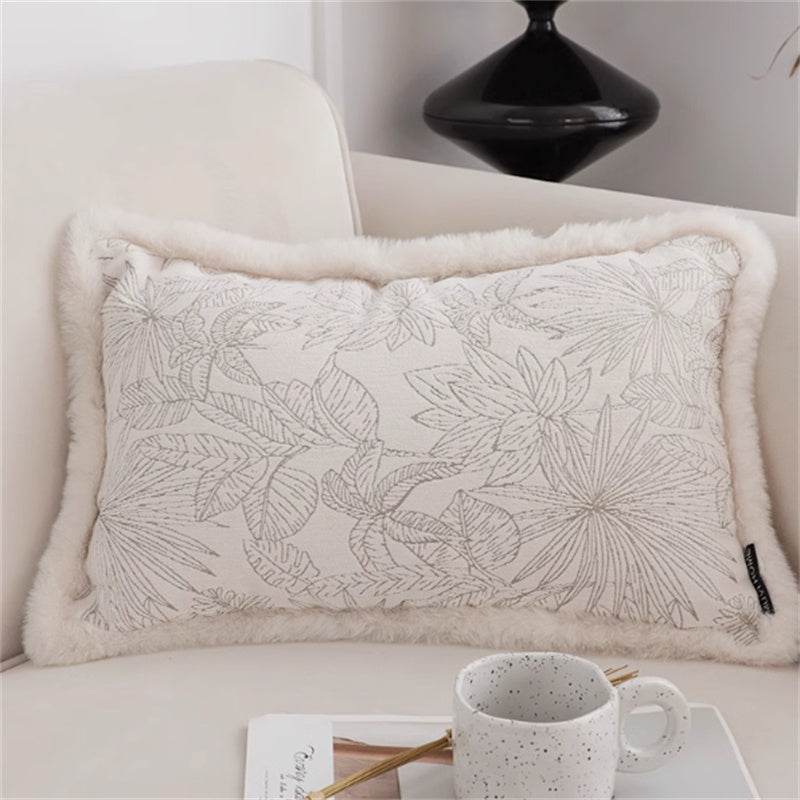 Jacquard Pillow Cover Lumbar Support Pillow - Mubimart