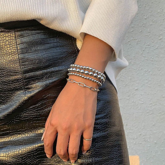 Street Shooting Personality Stacking Woven Beaded Bracelet Women - Mubimart