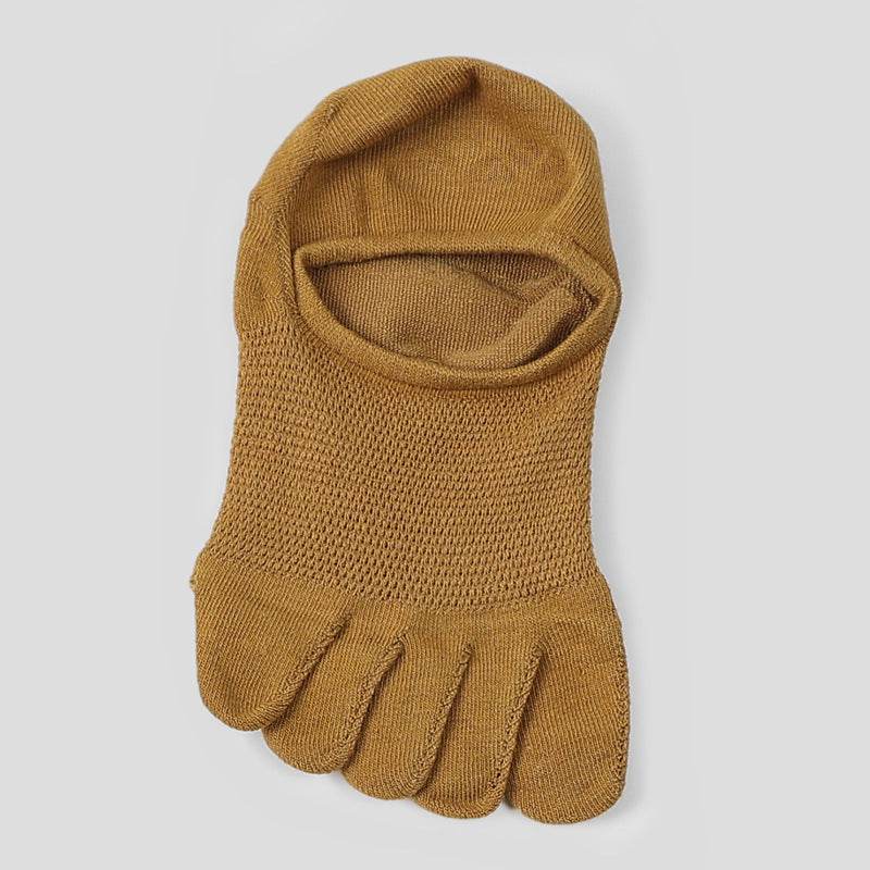 Invisible Five Toe Socks Summer Thin Low Cut Short Cotton Mesh Breathable Sweat Absorbing - Mubimart