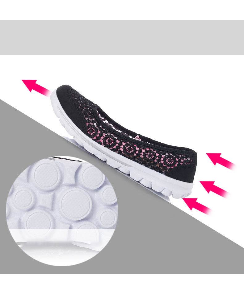 Plus size breathable beanie lace flats for women - Mubimart