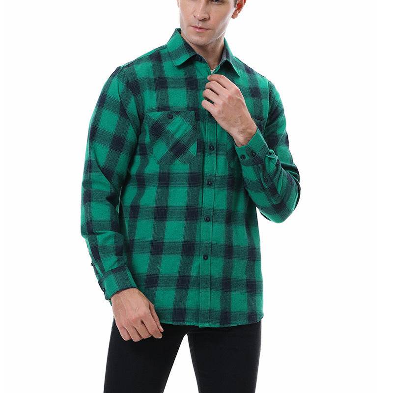 Men's Plaid Flannel Brushed Thermal Shirt - Mubimart