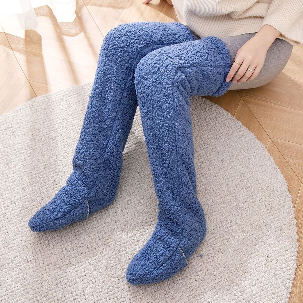 Over Knee High Fuzzy Long Socks Winter Warm Cold Leg Knee Joint Cold-proof Stockings Home Floor Sleeping Socks - Mubimart -  