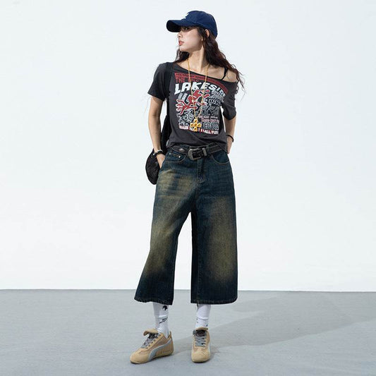 Fashion American Retro Wide Leg Jeans For Women - Mubimart