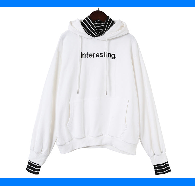 Harajuku striped turtleneck hoodies women kpop autumn long sleeve pullover female students oversize plus size tops sweatshirts - Mubimart - Sweatshirts 