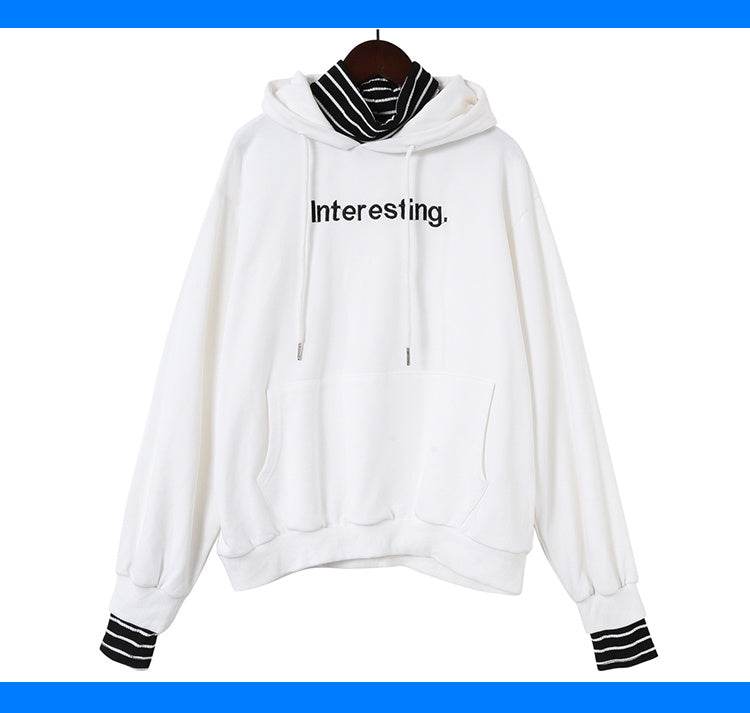 Harajuku striped turtleneck hoodies women kpop autumn long sleeve pullover female students oversize plus size tops sweatshirts - Mubimart