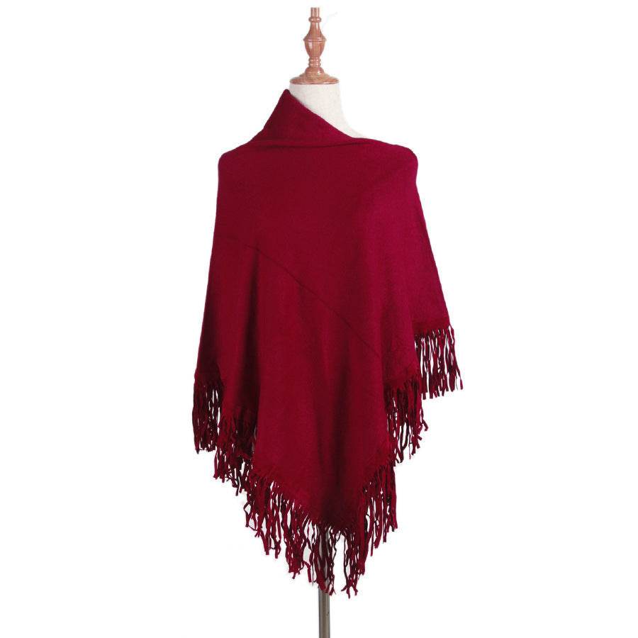 Fringed cloak shawl - Mubimart