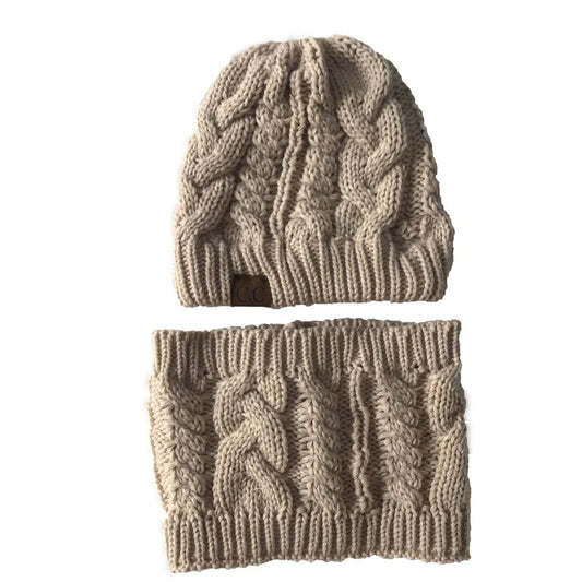 Autumn Winter Women's Hat Caps Knitted Warm ring Scarf Windproof Balaclava Multi Functional CC ponytail Hats Scarf Set For Women - Mubimart