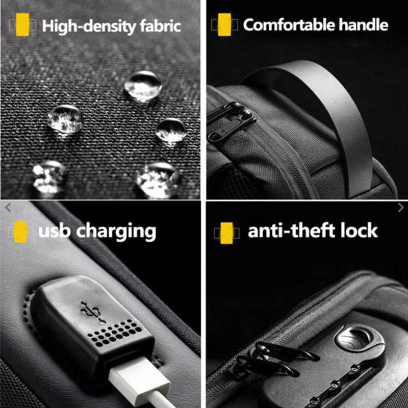 Waterproof USB Anti-theft Bag Men Oxford Crossbody Shoulder Bag Sling Multifunction Short Travel Messenger Chest Pack - Mubimart