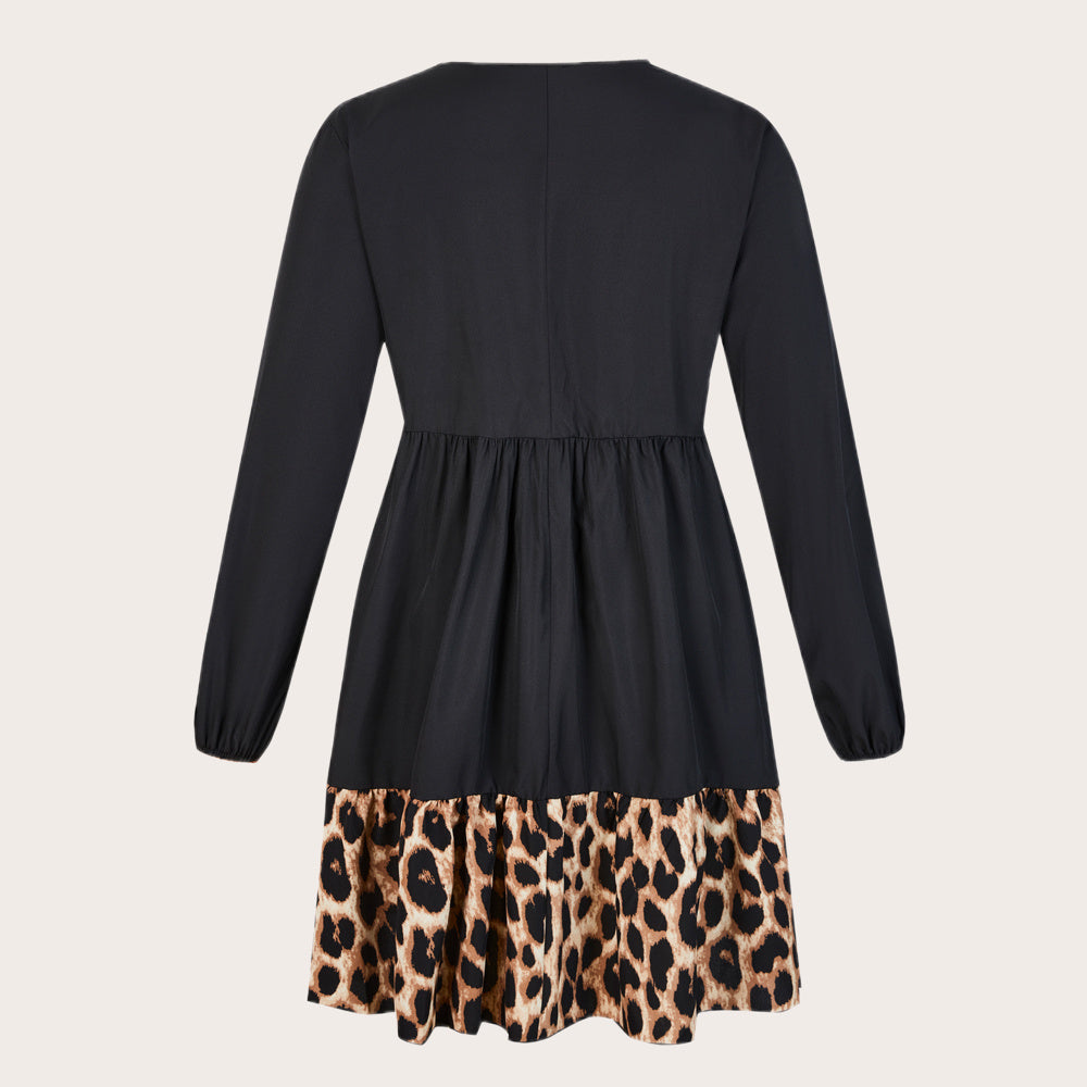 Women Plus Leopard Print Tunic Midi Shirt Dress - Mubimart -  