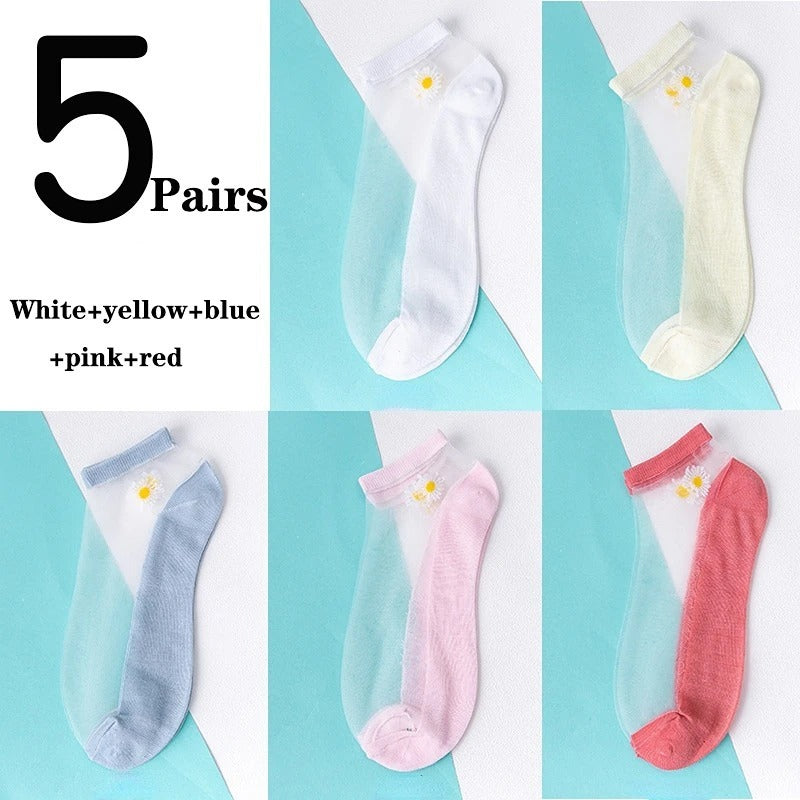 Women's Low-cut Liners Transparent Spun Glass Thin Socks - Mubimart -  