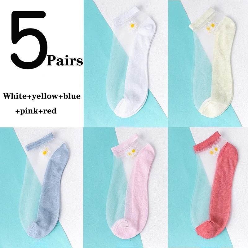 Women's Low-cut Liners Transparent Spun Glass Thin Socks - Mubimart