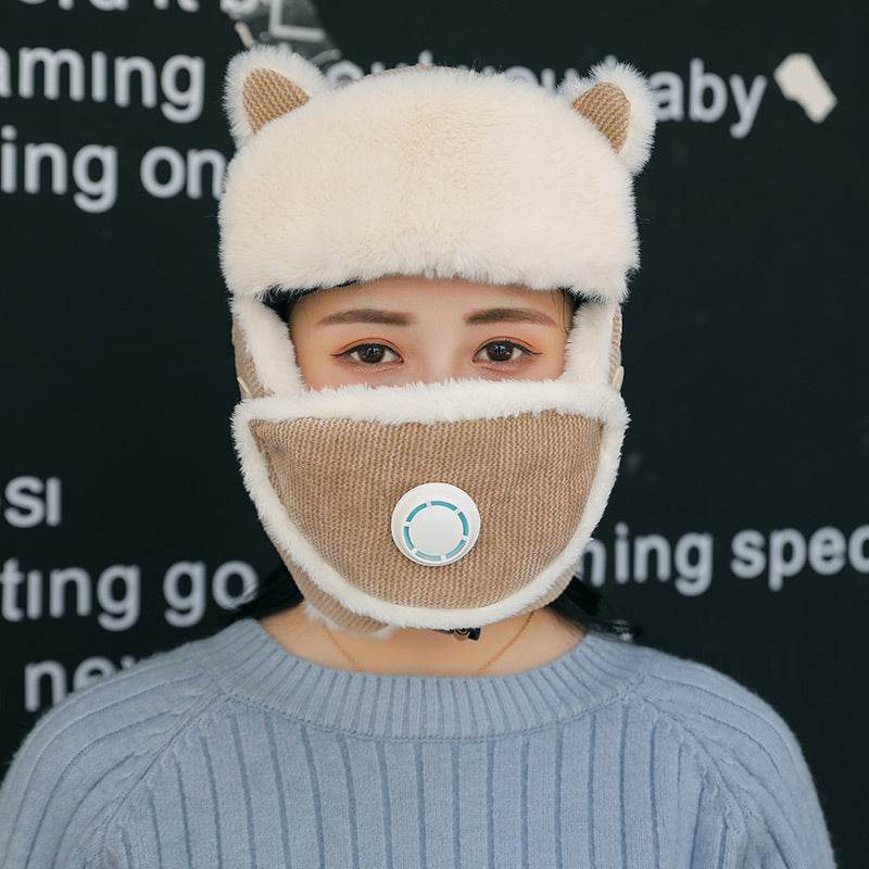 Simple Anti-fog Girl Bomber Hats Caps Women Russian Trapper Hat Trooper Earflap - Mubimart