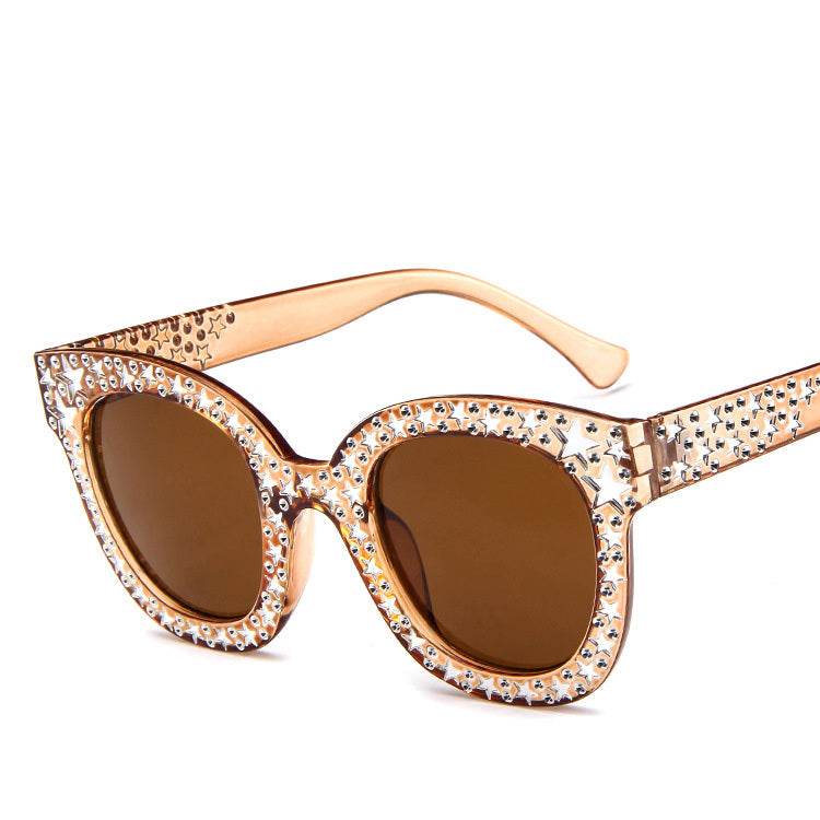 Ladies star embellished cat eye marine sunglasses - Mubimart