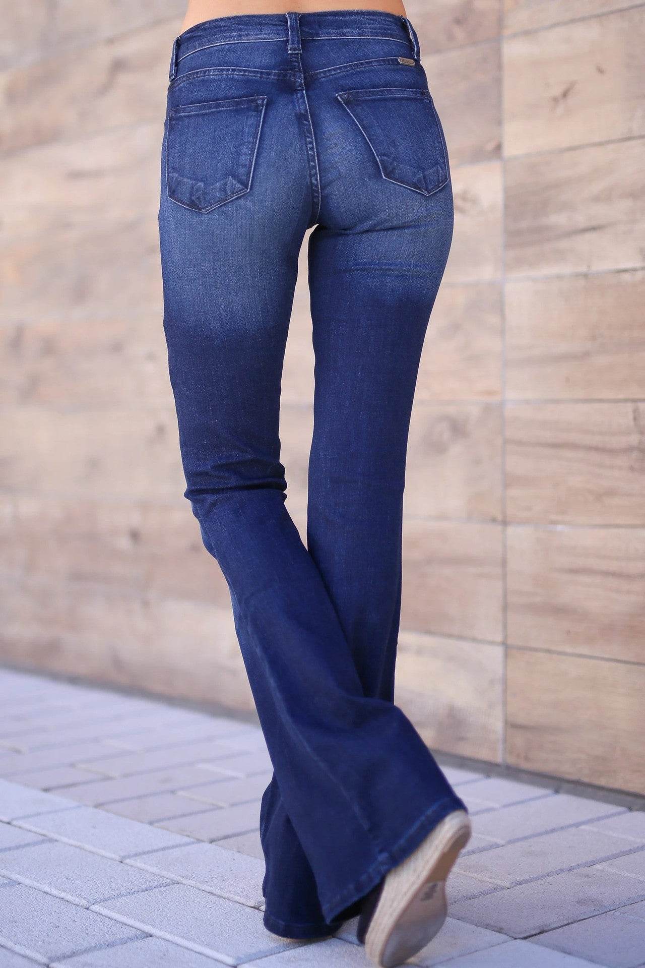 Women's mid-rise trousers bootcut jeans - Mubimart