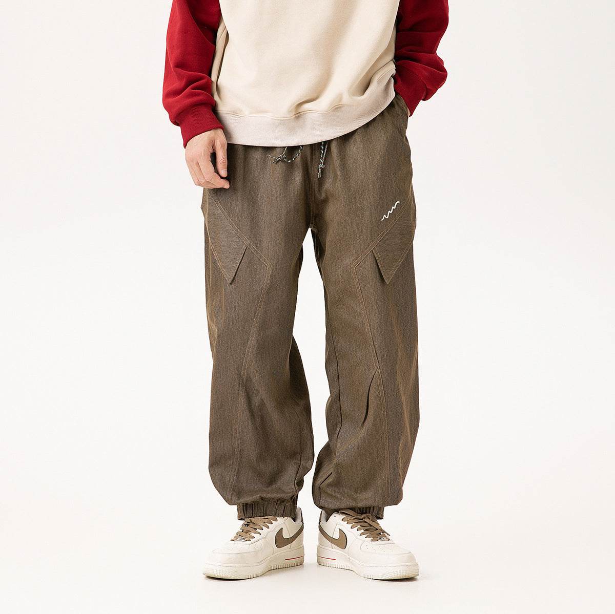 Men's All Cotton Loose Straight Jogger Pants - Mubimart