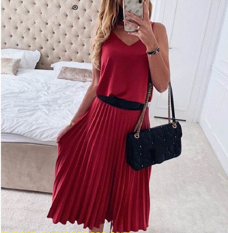 V-neck camisole dress - Mubimart