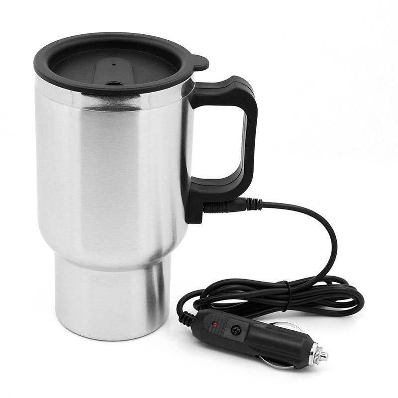 Stainless Steel Vehicle Heating Cup Electric Heating Car Kettle Camping Travel Kettle Water Coffee Milk Thermal Mug - Mubimart
