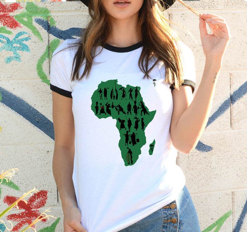 Africa Map Graphic T Shirt for Women ，Printed T-shirt - Mubimart