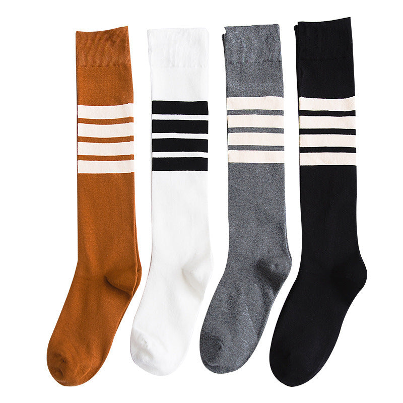 Four bars long tube knee socks - Mubimart -  