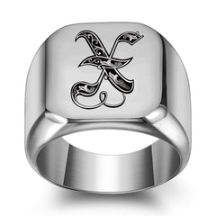 26 Engelse Initial Letter Titanium Stalen Ring Voor Mannen