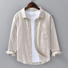 Long LinenMens Linen Shirts Sleeves Casual All-matching Cotton Linen Shirt