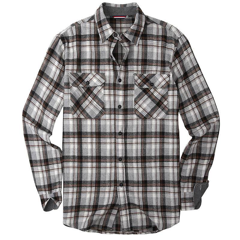 Men's Plaid Flannel Brushed Thermal Shirt - Mubimart