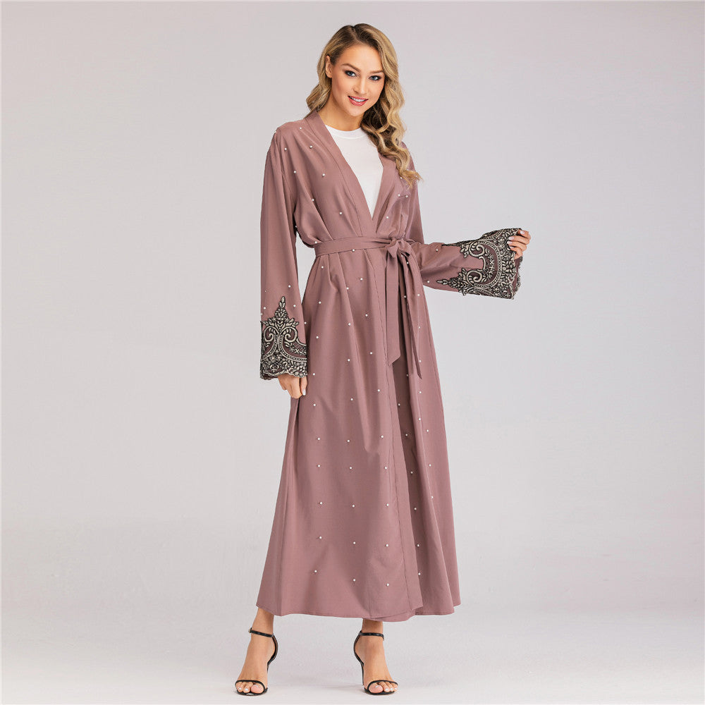 New Style Long-sleeved Embroidered Beaded Robe Women - Mubimart -  