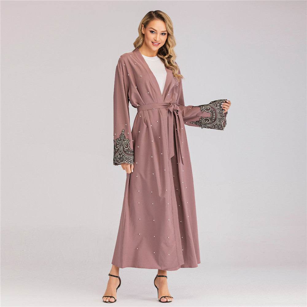 New Style Long-sleeved Embroidered Beaded Robe Women - Mubimart