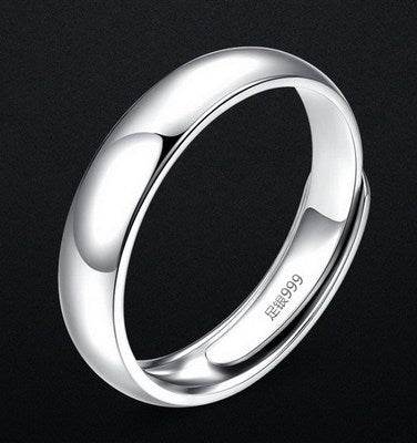 Glossy Ring Simple Men's Silver Ring - Mubimart