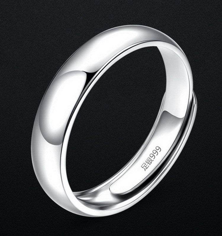 Glossy Ring Simple Men's Silver Ring - Mubimart