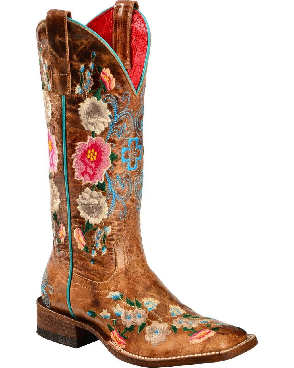 New Lady's Flower Vintage Knight Boots Tall Brown Artificial Pu Fashion Boots - Mubimart