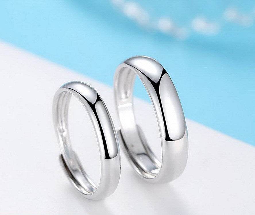 Glossy Ring Simple Men's Silver Ring - Mubimart