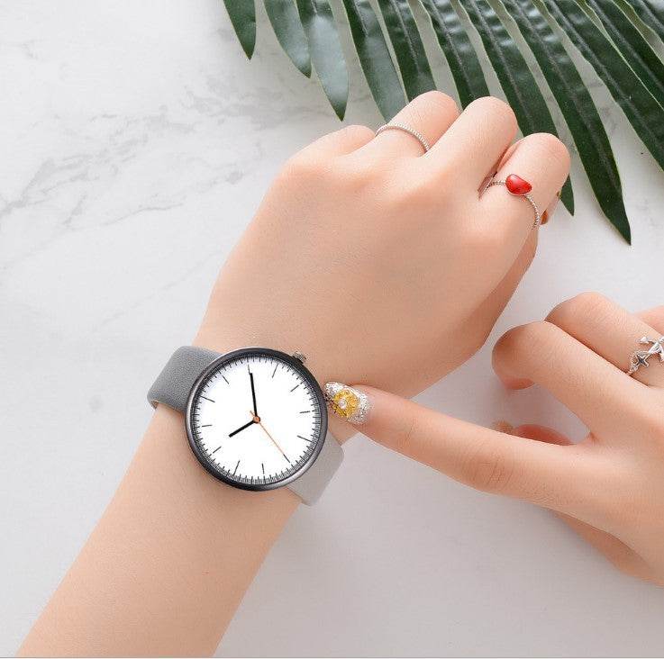 Women Watch Gray Contrast Leather Quartz Watch Women Watches Lovers Unisex Casual Ladies Wrist Watch Clock Relogio Feminino - Mubimart