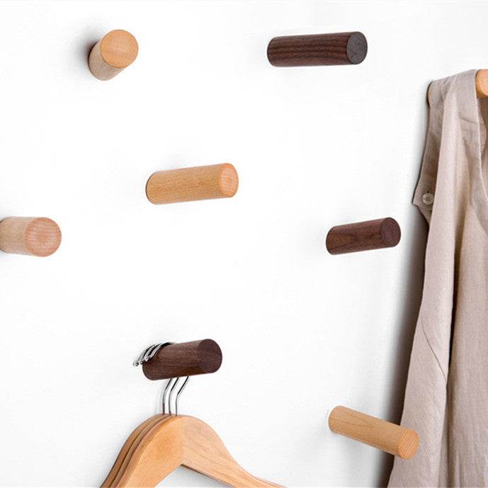 Solid Wood Hook Sticky Hook Punch-free - Mubimart