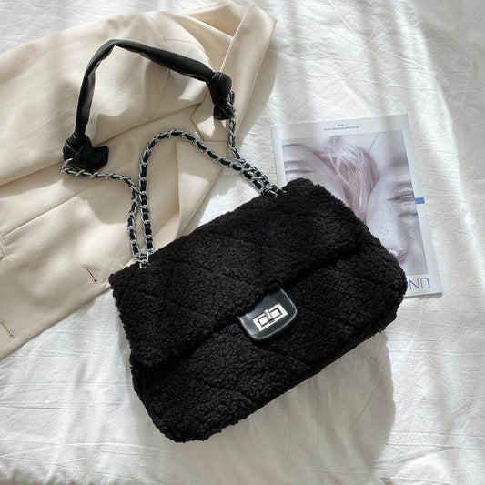 Large Capacity Lamb Hair Bag Women Messenger Bag - Mubimart