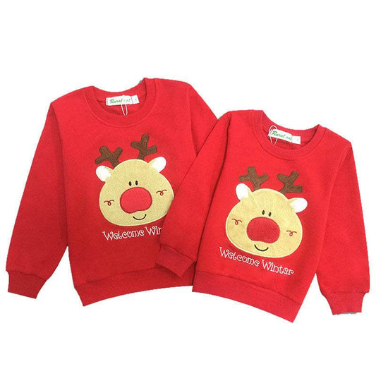 Christmas deer head long sleeve family wear - Mubimart