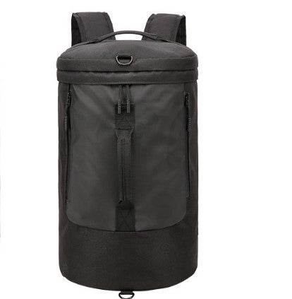 Large-capacity duffel bag men's gym bag waterproof folding cylinder bag - Mubimart