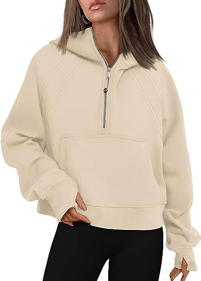 Zipper Hoodies Sweatshirts With Pocket Loose Sport Tops Long Sleeve Pullover Sweaters Winter Fall Outfits Women Clothing - Mubimart -  