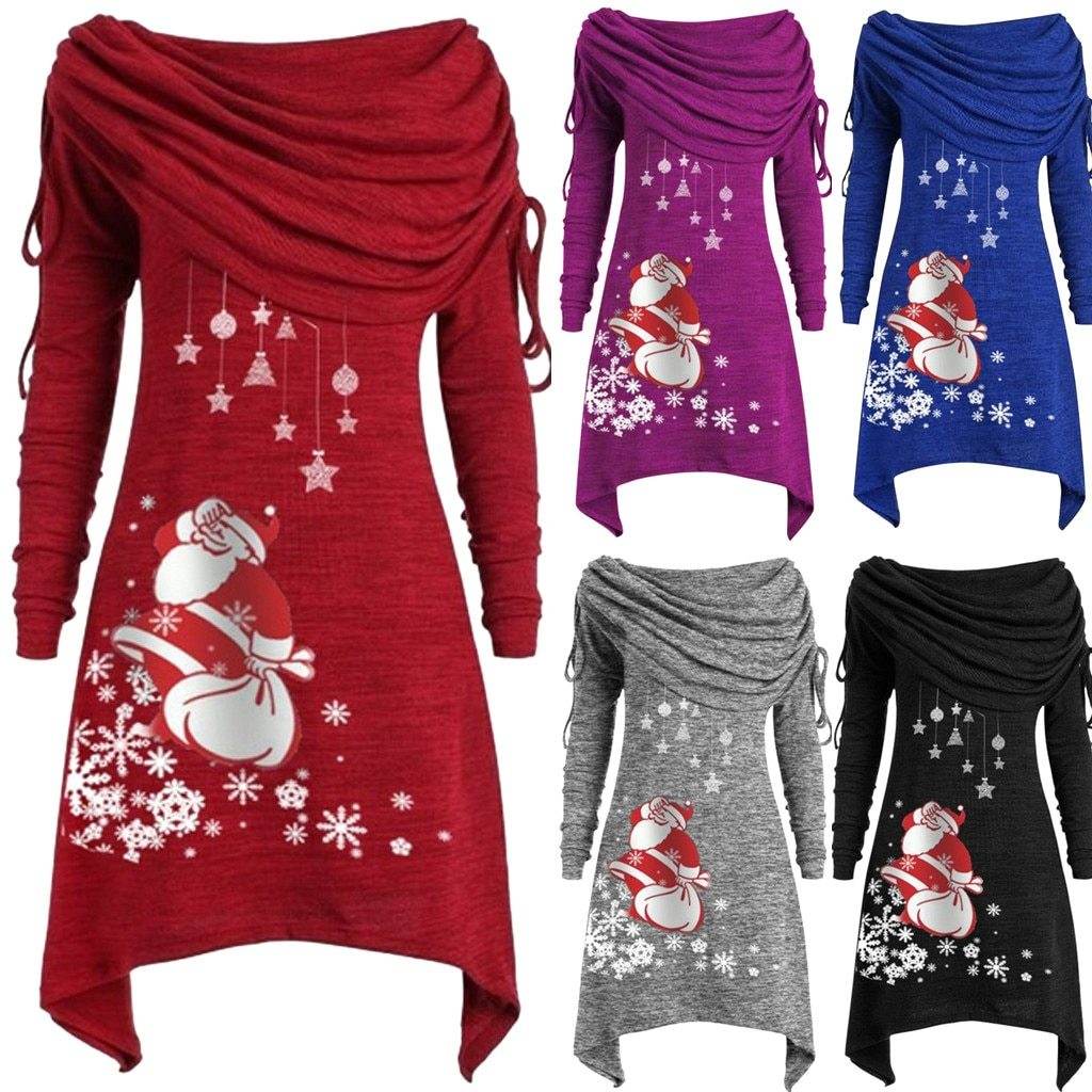 Pleated collar long Tunic - Mubimart