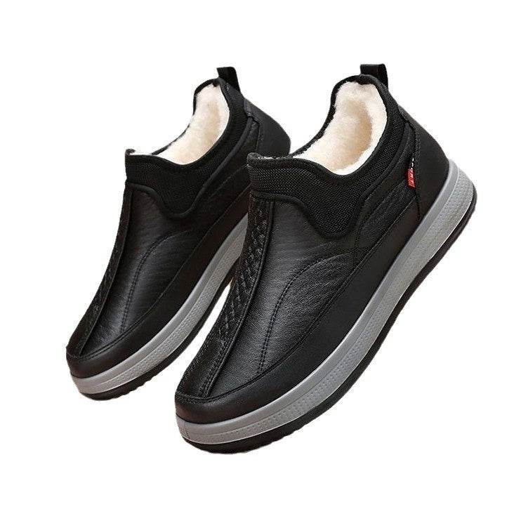Winter Warm Fleece Snow Boots Round-toed Platform Ankle Boot Fashion Simple Non-slip Flat Cotton Shoes Men - Mubimart